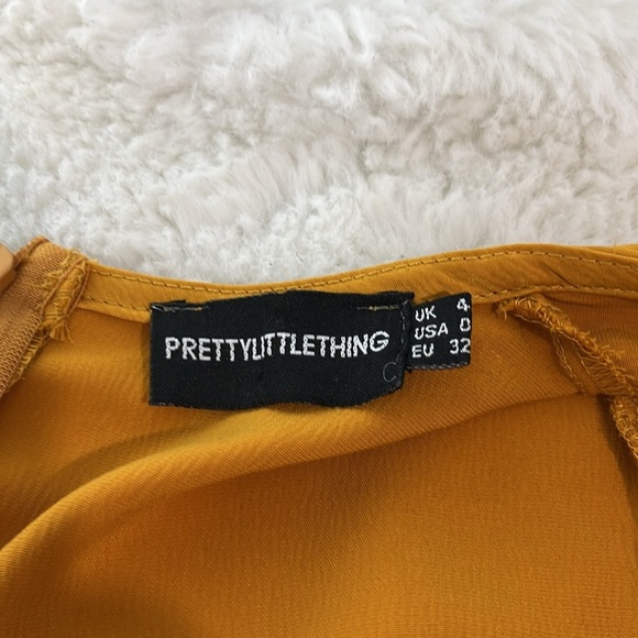 Pretty little thing mustard satin frill maxi dress - Picture 11 of 13